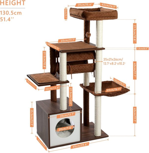 Torre Para Gatos 51" Modelo Pandora color Brown - Imagen 3